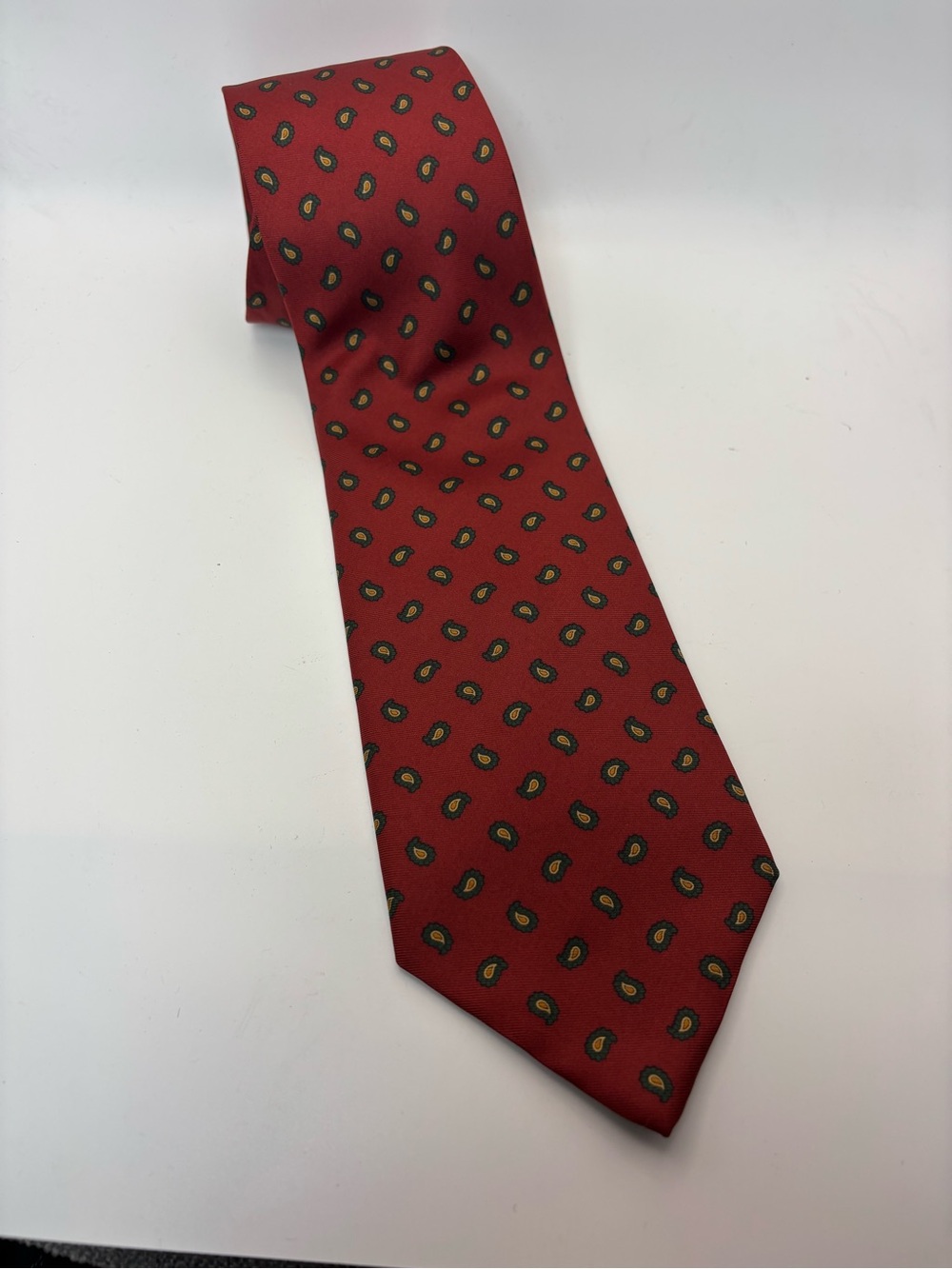 Brooks Brothers “346” Burgundy Green Paisley Pure Silk Tie